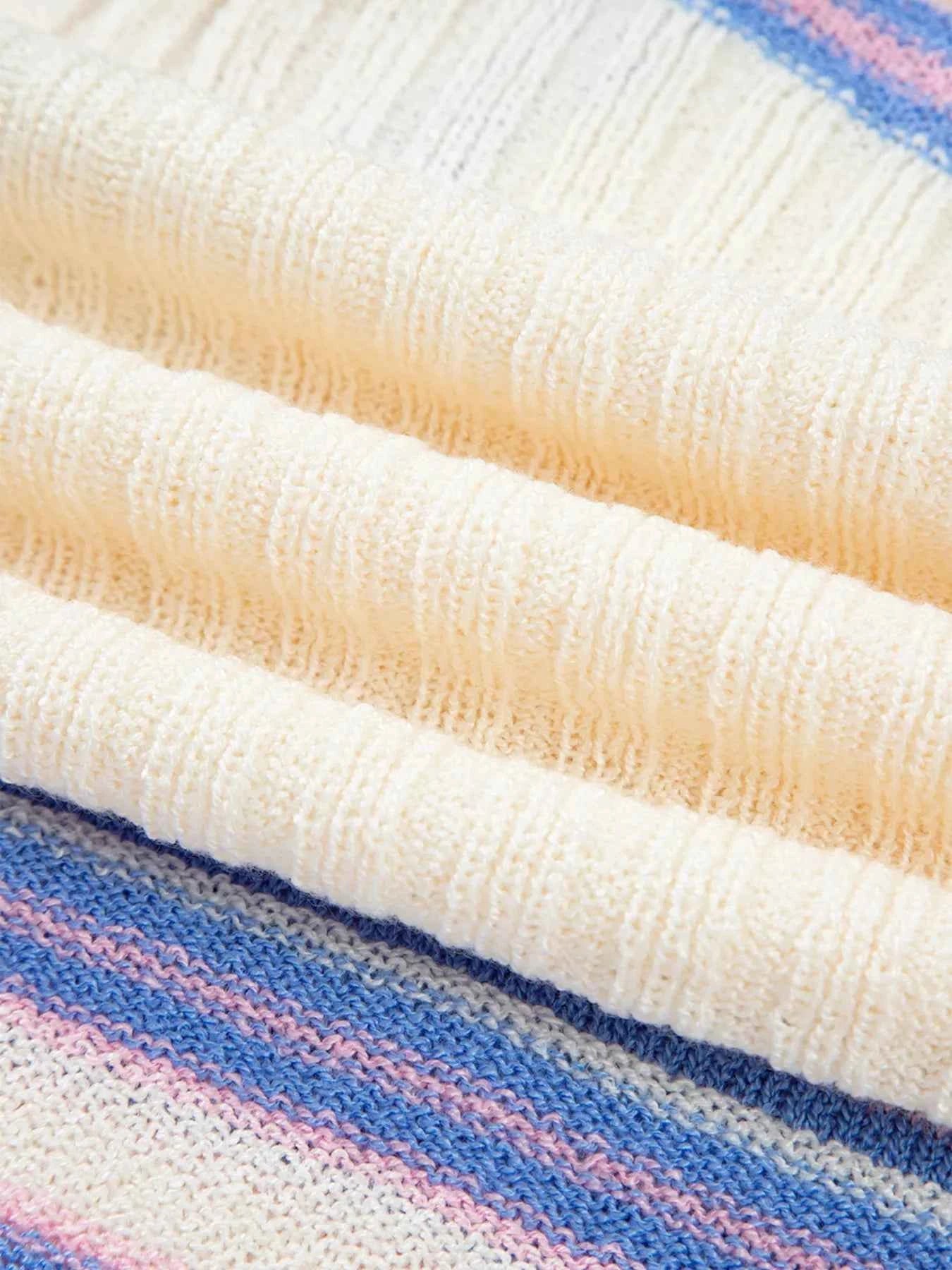 Striped V Neck Dolman Sleeve Rib Knit Oversized Sweater with Slits ef092411b2794ae1a011b3ee18718db5-Max-Origin