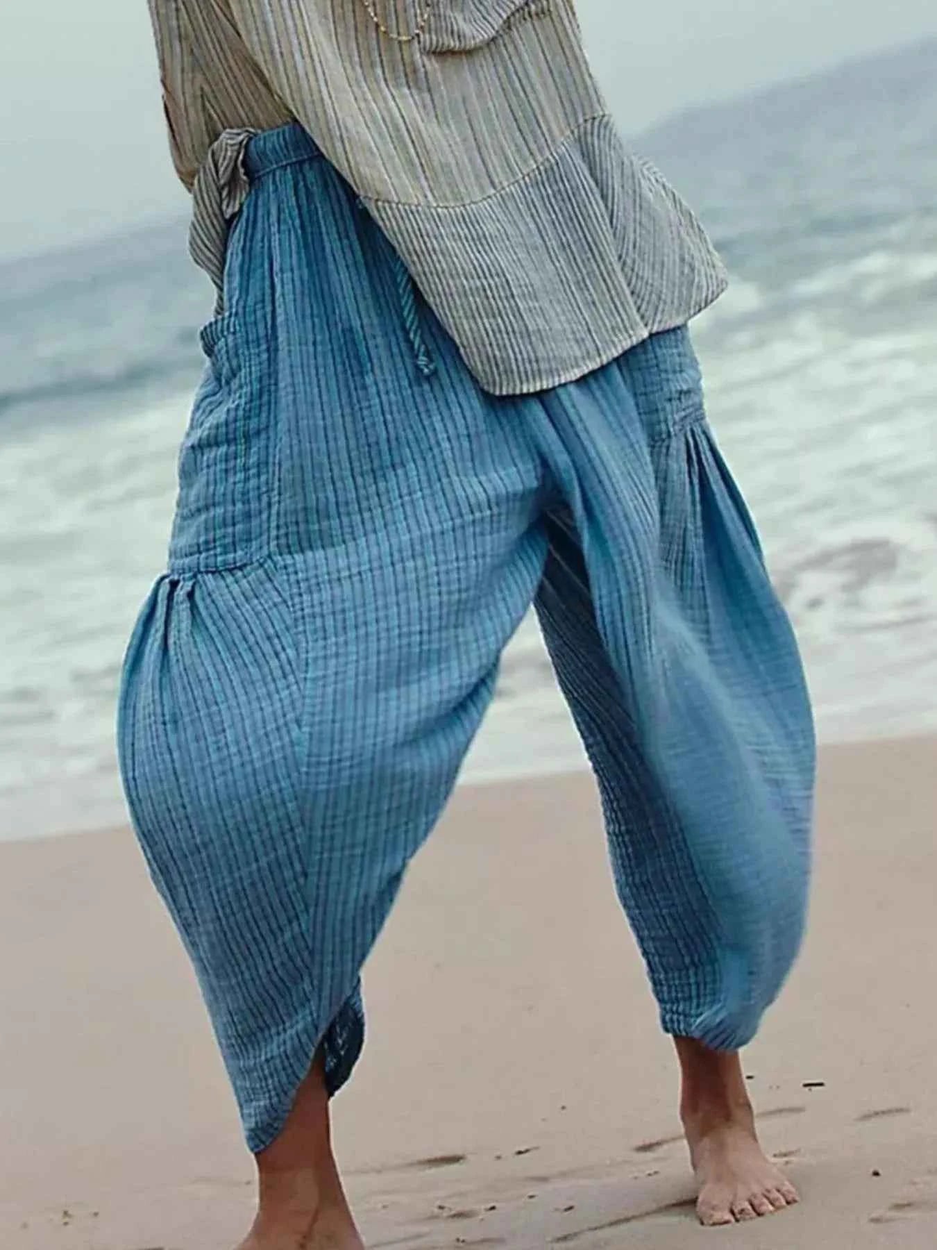 Full Size Striped Wide Leg Casual Pants Plus Size Cerulean ef29886f-b3a0-410e-9aec-d105677f2608-Max-Origin