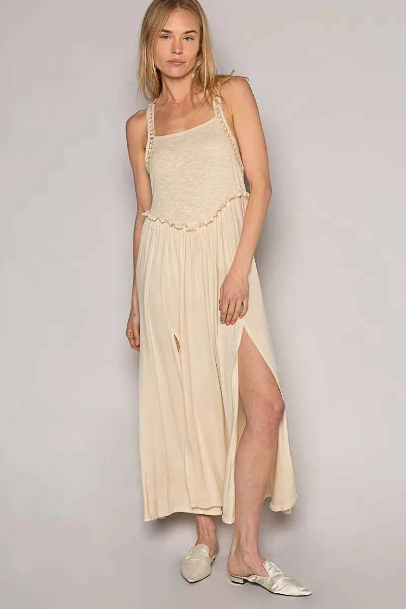 POL Frill Slit Square Neck Cami Dress Cream ef645f59-e009-4695-a758-198093bb837c-Max-Origin