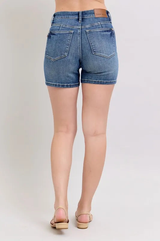 Judy Blue Full Size High Waist Denim Shorts Plus Size ef77b836-aeed-4cfa-9c32-ef67b30f0aa1-Max