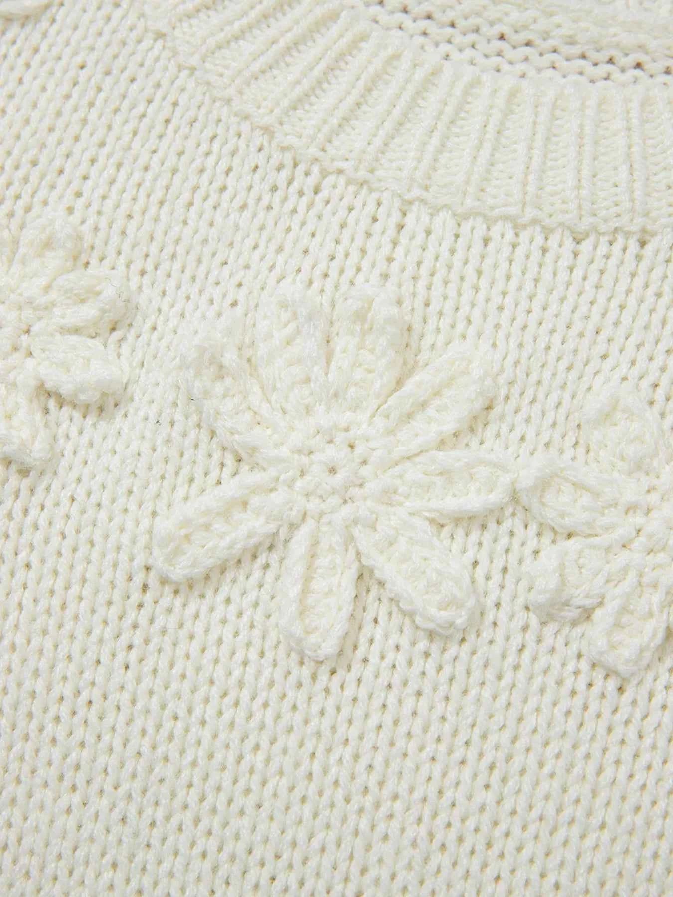 Flower Detail Round Neck Contrast Textured Puff Sleeve Sweater ef81918d8308406b932e3549efb1c7c6-Max-Origin