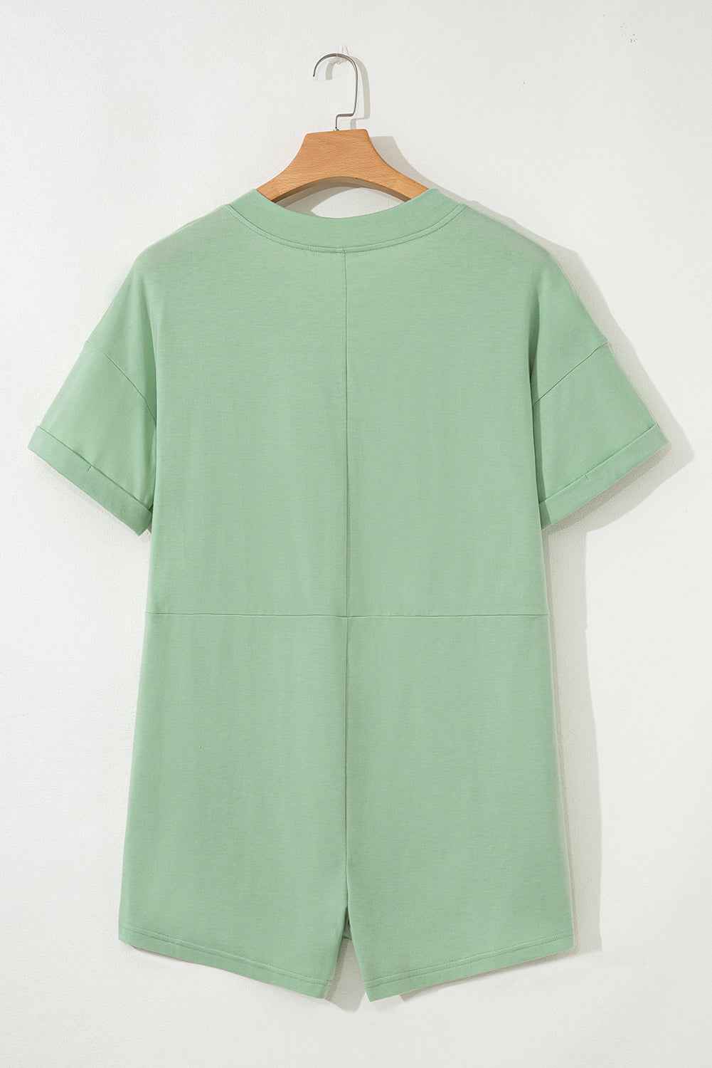 Bonbon Loose Half Sleeve V Neck Plain Romper f0ae8c3c378296b8