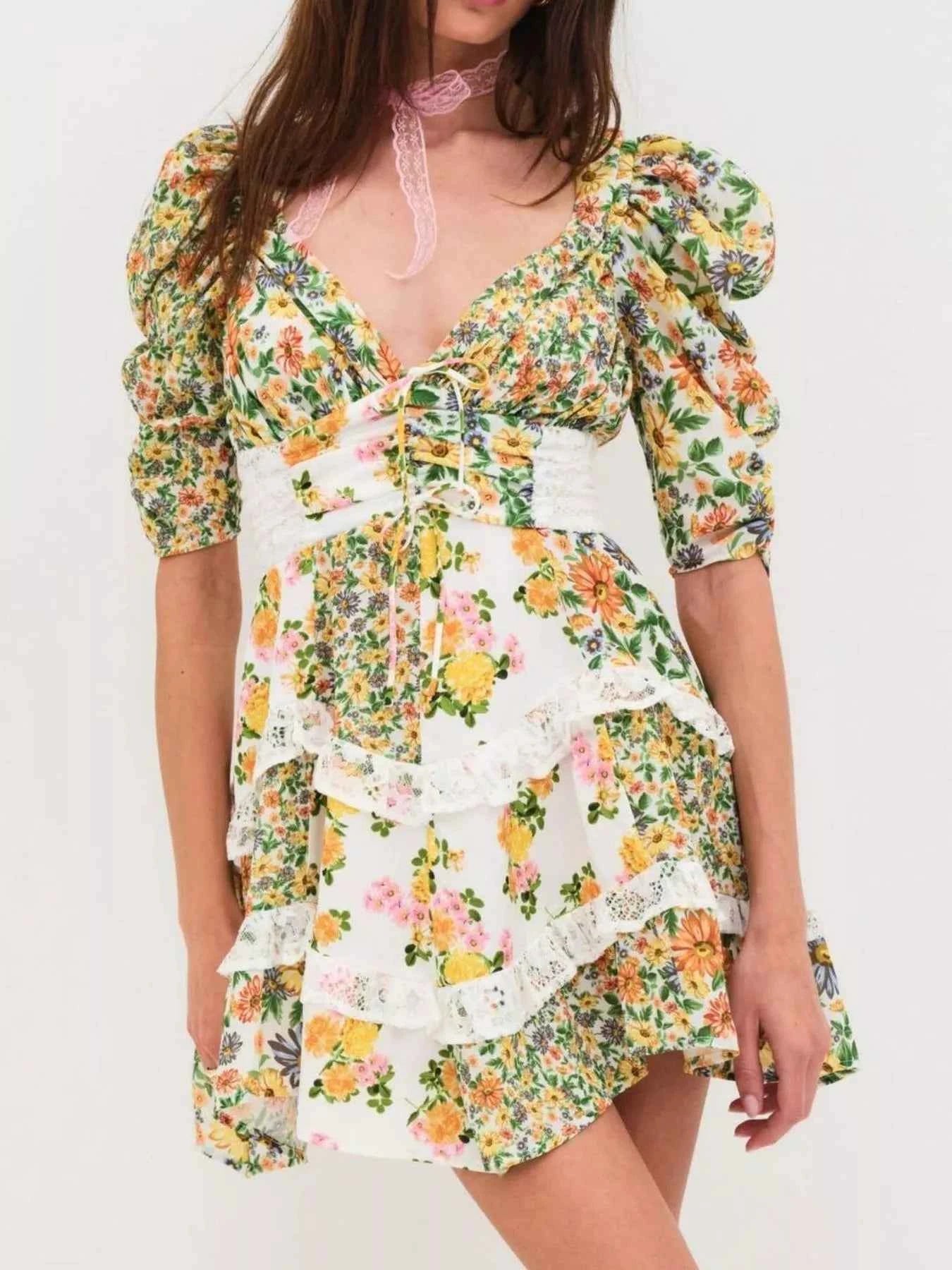 Ruffled Floral Print Half Sleeve Dress f0e2aa29-8aad-41bd-9e2c-83903dccce5d-Max-Origin