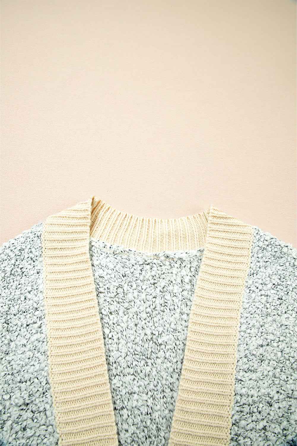 High-rise Patchwork Side Pockets Open Front Cardigan f145d249e917f020