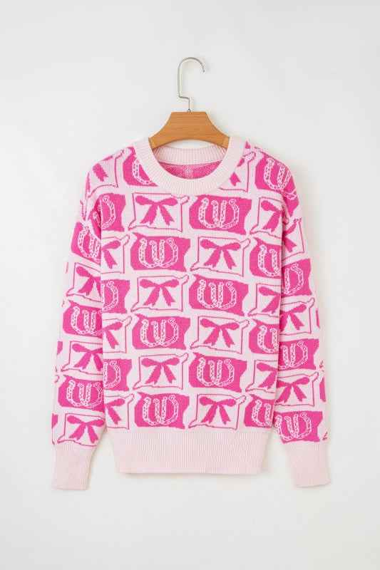 Western Bows & Horseshoes Long Sleeve Sweater f14916e3-6962-4976-b75d-f8d6cfd649b1