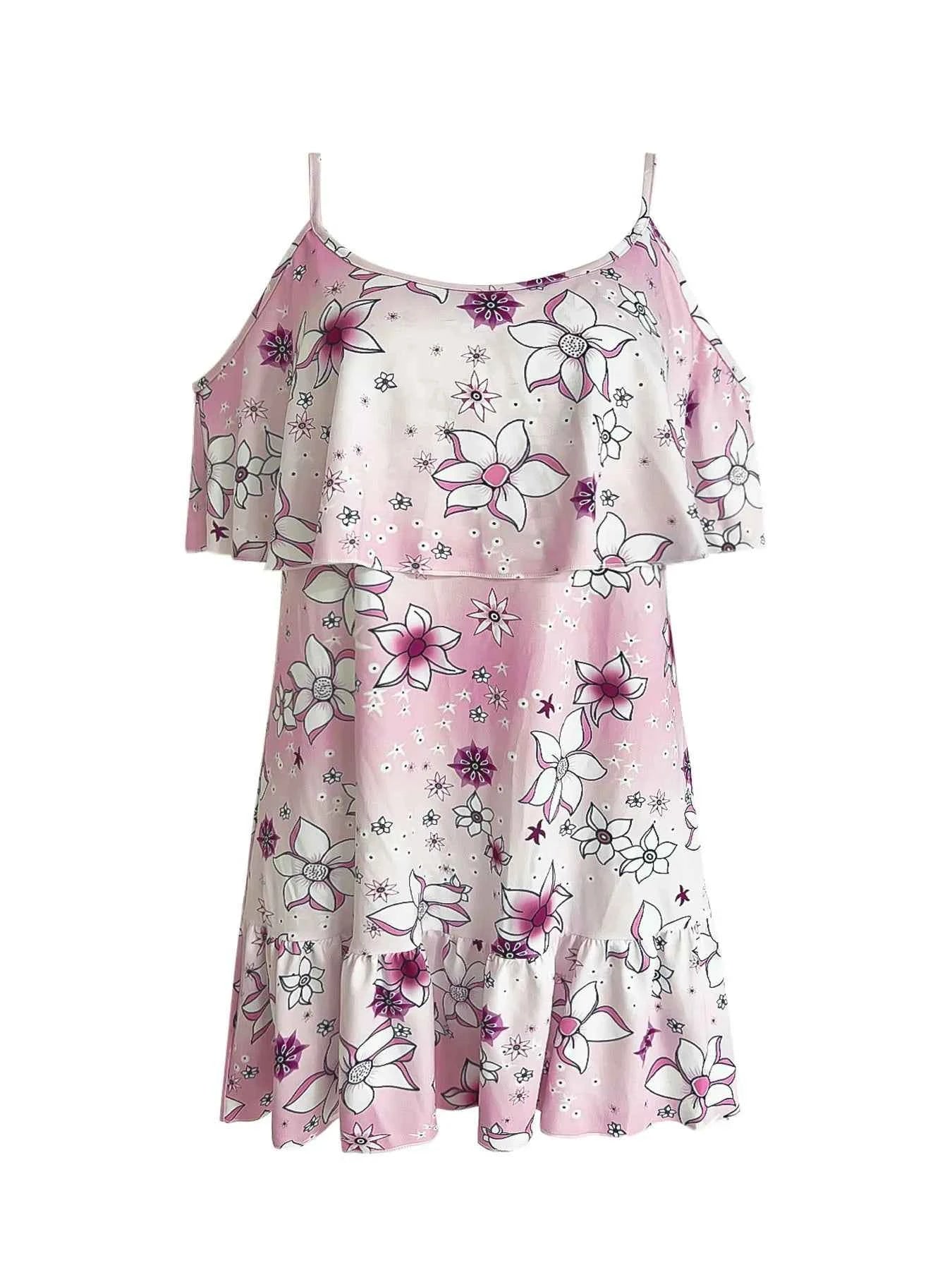 Floral Cold Shoulder Ruffle Mini Dress f18f7d2ab8474b759d8f8ca1d48d0daf-Max-Origin