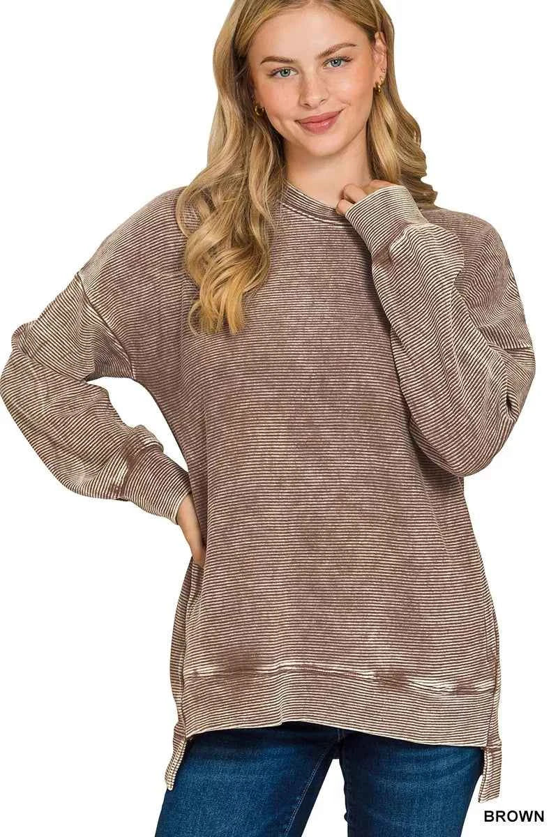 Zenana Full Size Acid Washed Double Ribbed Hi-low Sweatshirt Plus Size BROWN f1c0fca017e9447699475be071c90454-Max-Origin