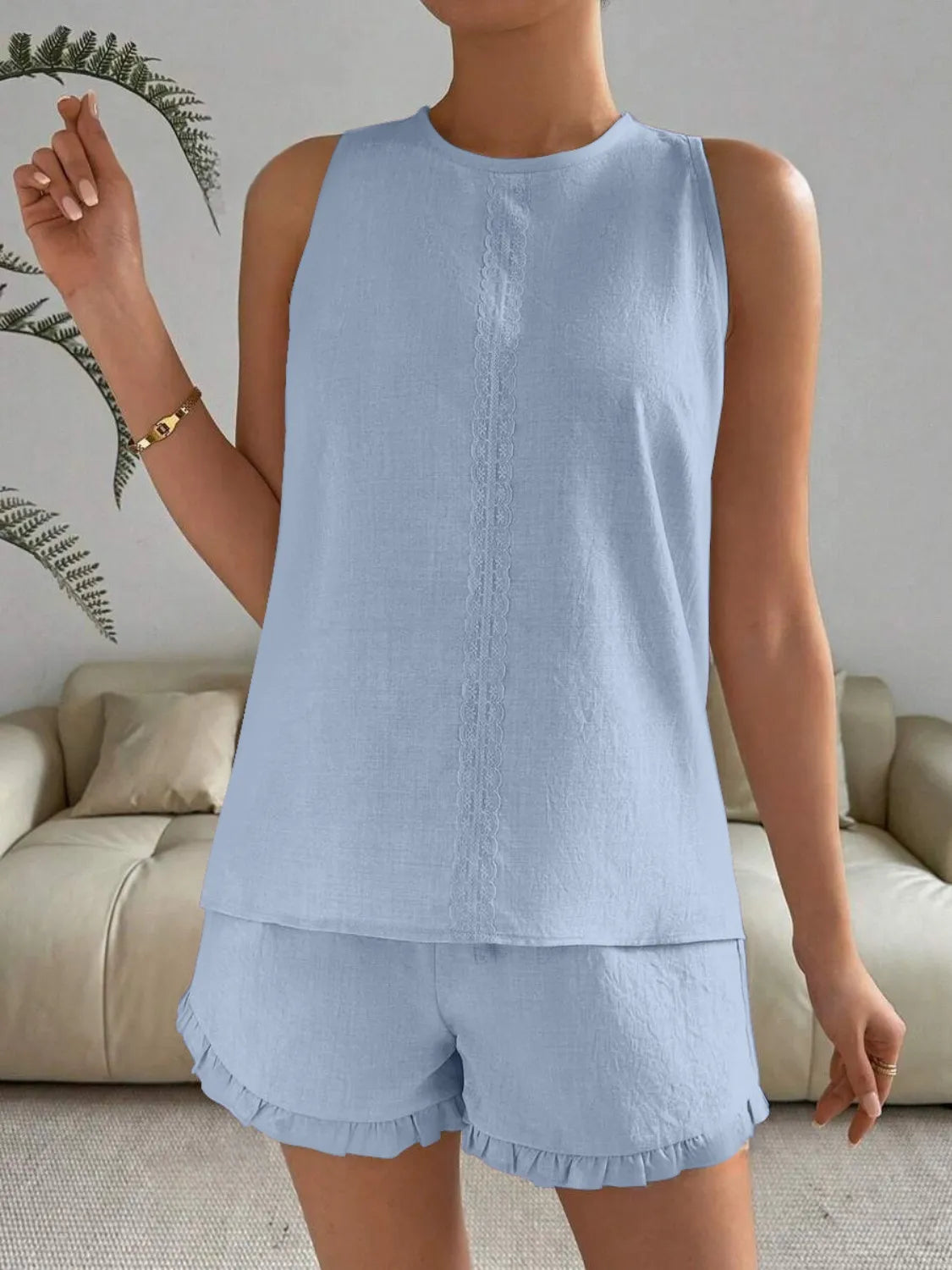 Lace Detail Round Neck Tank and Shorts Set f2349f34-b9e2-4efc-9200-db5d207f51cb-Max-Origin