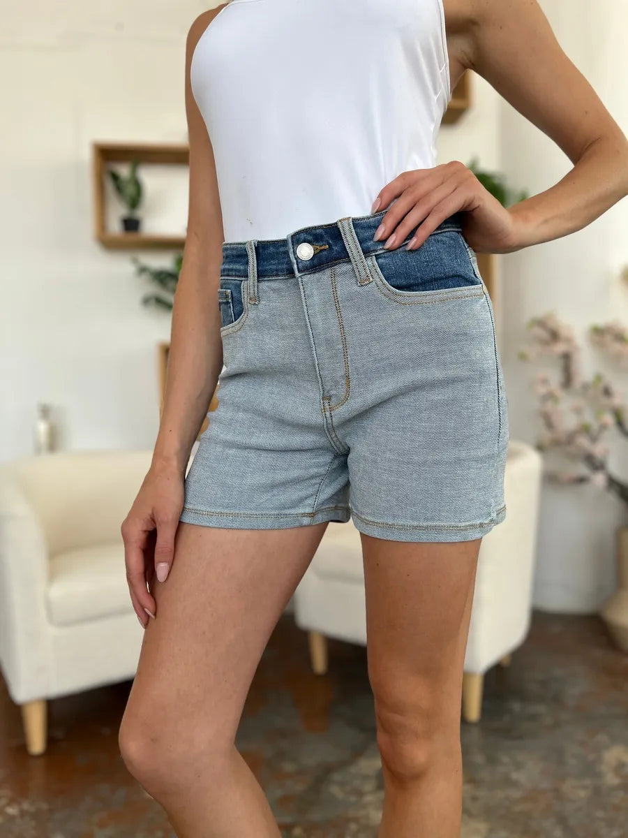 Judy Blue Full Size Color Block Denim Shorts f270e59a-c2b8-4b96-9b39-ba49a64a873c-Max