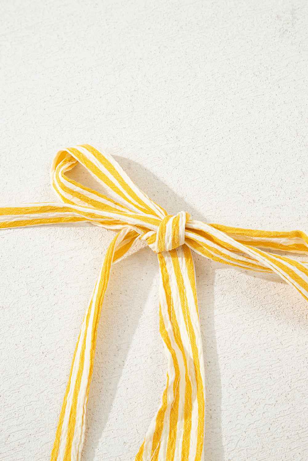 Yellow Stripe Tie Strap Smocked Back Wide Leg Romper f27f0802d6704ef3