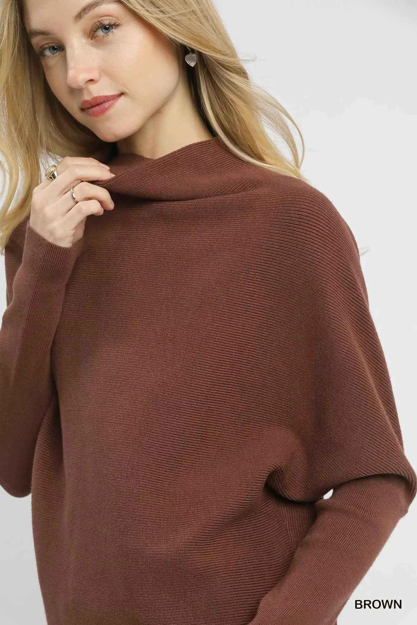 Umgee Draped Turtleneck Long Sleeve Knit Top f2b0b805-689f-4b77-bac6-b3ca91cb5191-Max-Origin