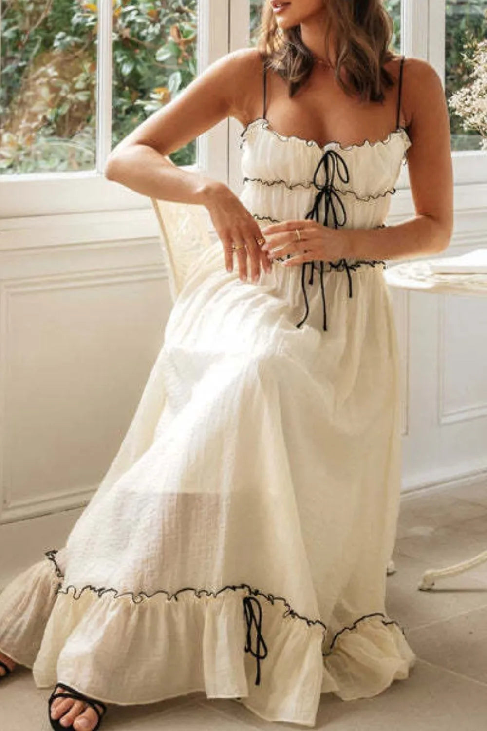 Frill Tied Front Midi Cami Dress f2cd2e04-c055-4785-9abb-aa4400d03cb1-Max-Origin