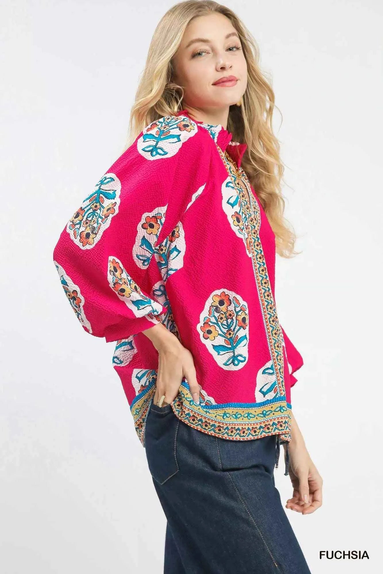 Umgee Boho Floral Print Tunic Blouse f3c47988-10cf-4f68-9e03-61013b6d1d0e-Max-Origin