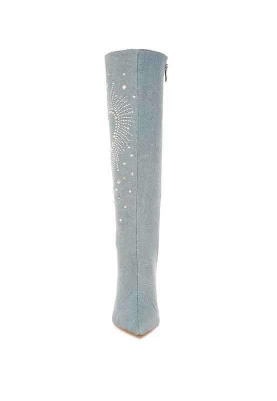Coastra Rhinestone Embellished Stiletto Boots f42226be-0857-4dcf-b726-184279d24add
