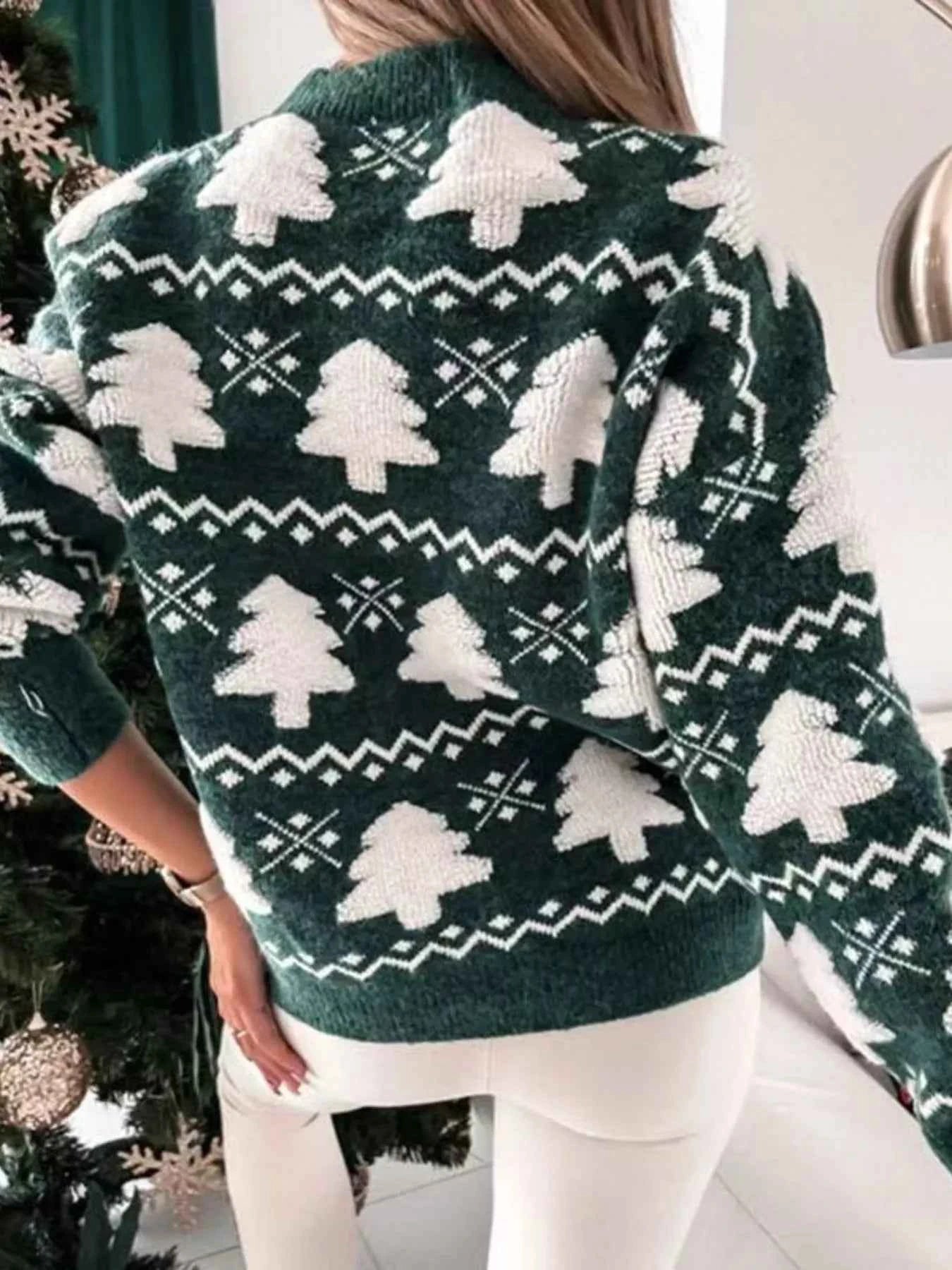 Christmas Tree Pattern Long Sleeve Sweater f5fc5e69-f843-4d59-8be1-599d7c966466-Max-Origin