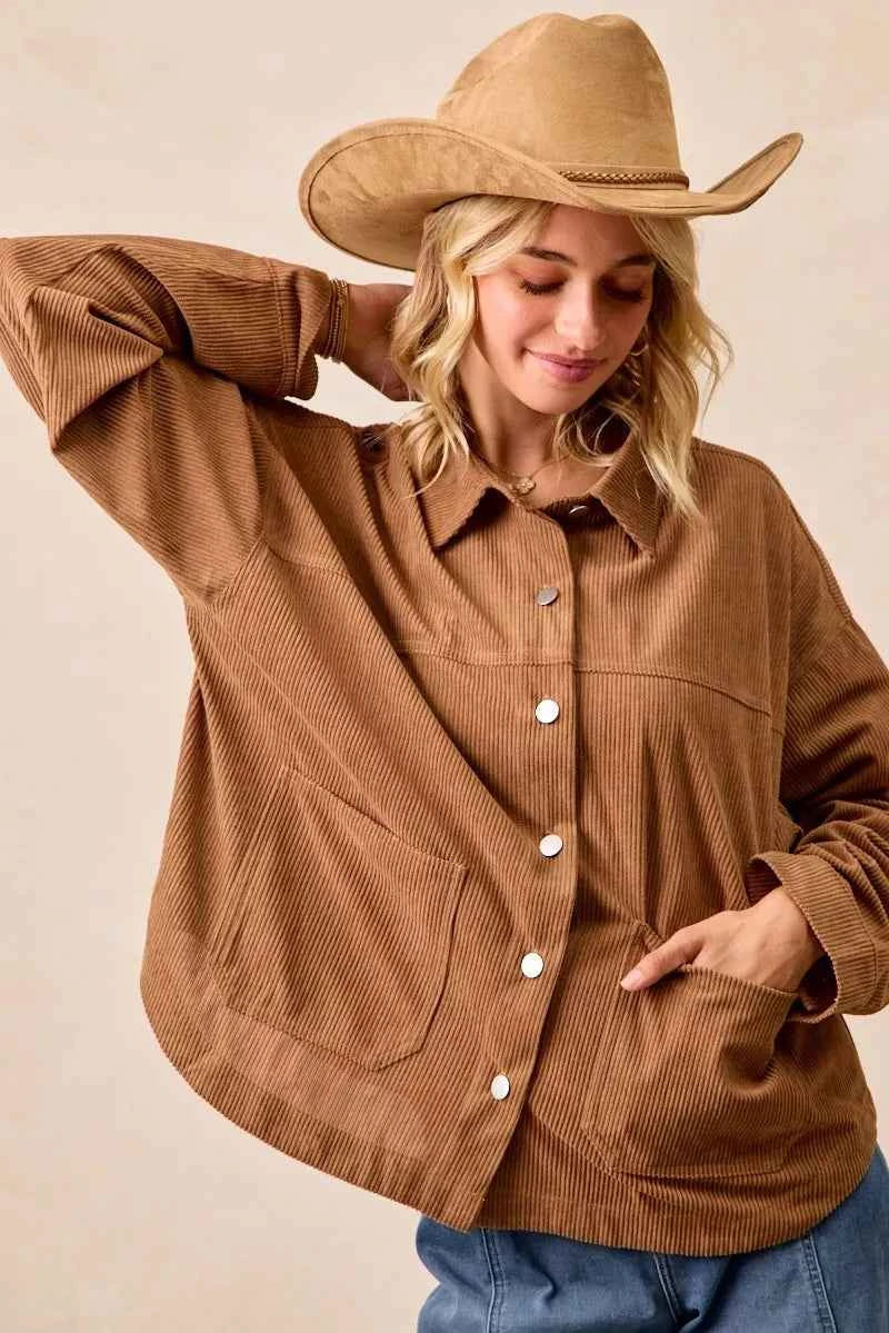 BiBi Corduroy Relaxed Fit Shacket with Back Pleat f67031033efa4a4cb04e1eef586d1a62-Max-Origin