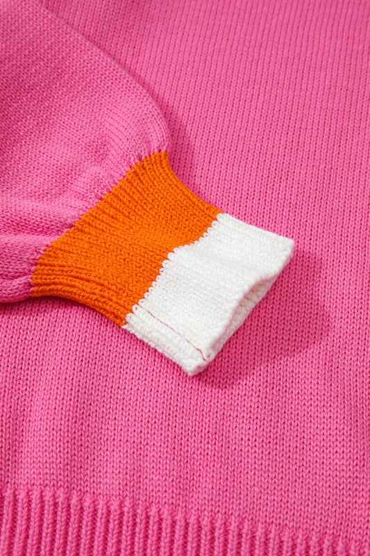 Pearl Contrast Trim Crewneck Drop Shoulder Sweater f675aae5-dee5-4dbf-b6dd-dd5ed015e1dc