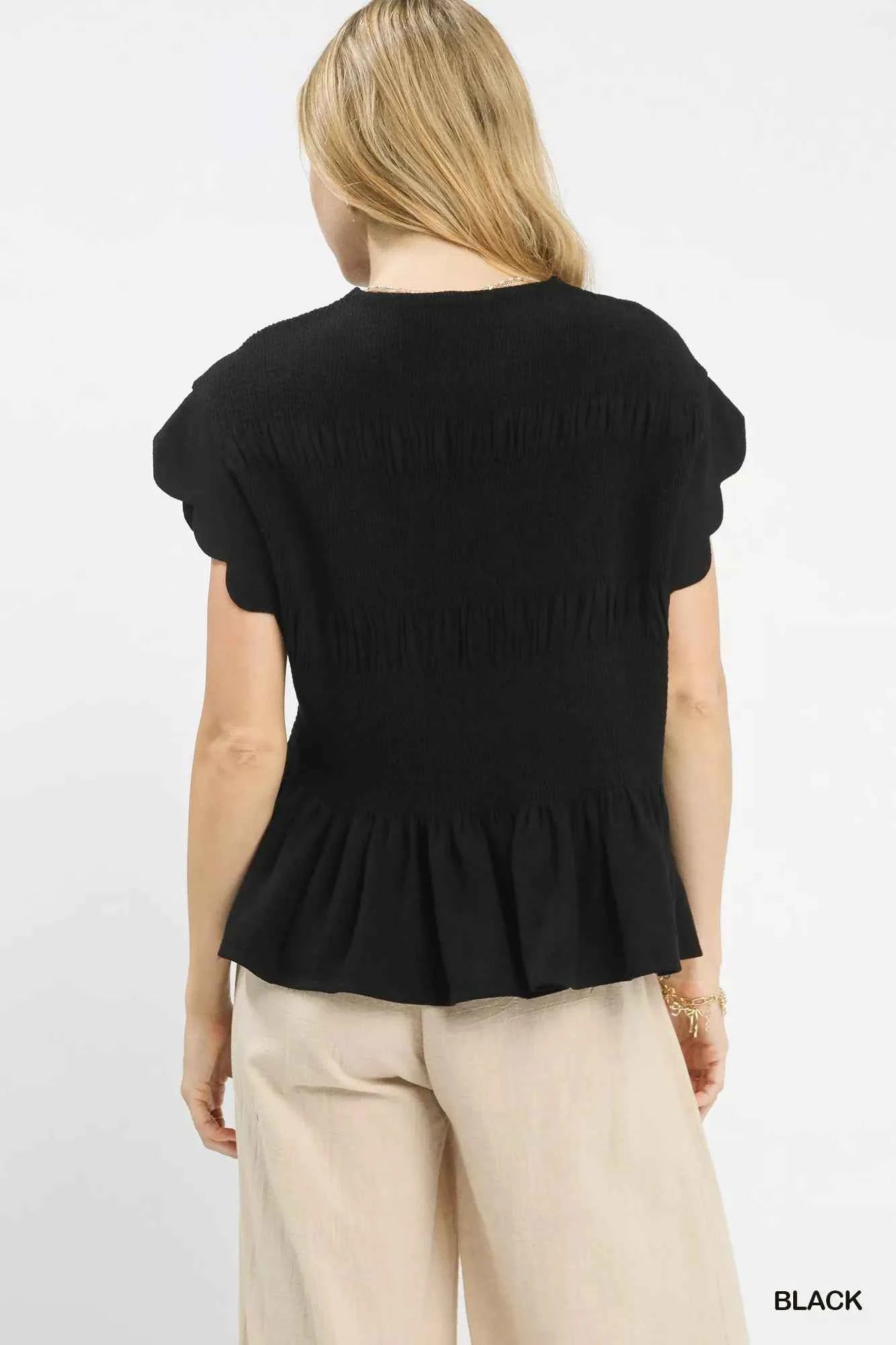 Umgee Linen Blend Smocked Peplum Blouse f6f4291d-5e7b-40e6-ab9e-6b2d82e94797-Max-Origin