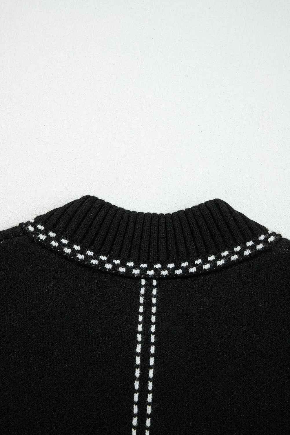 Black Bomber Contrast Trim Snap Button Long Sleeve Cardigan f7358bb4dde3914b