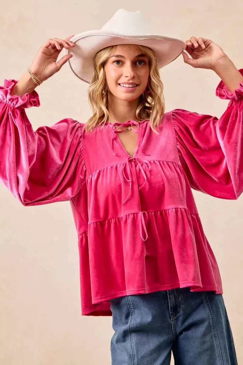 BiBi Christmas Theme Velvet Bow Tied Blouse f73719ad69c0465b985cf1cc3e7daae8-Max-Origin