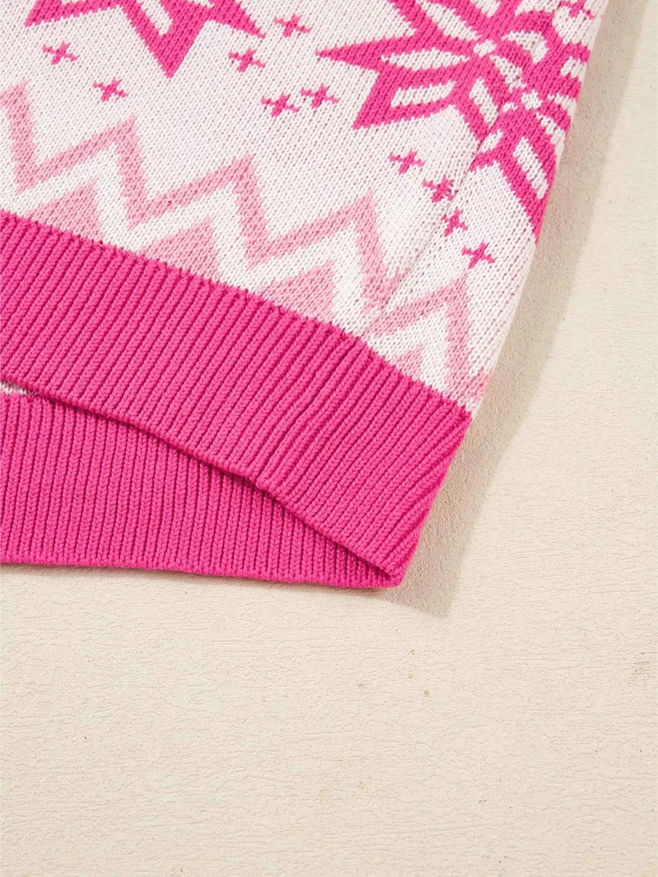 Christmas Snowflake Quarter Zip Collard Sweater f814e081698f466cbc9643afb7fb6770-Max-Origin