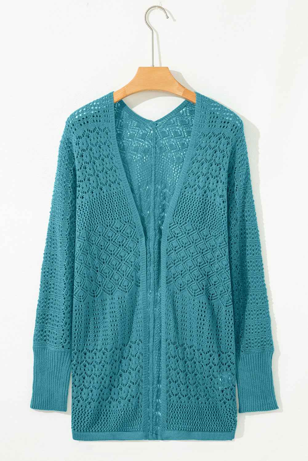 Jet Stream Mix Pattern Hollow Knit Open Front Cardigan f87fe92fe6a0c60e