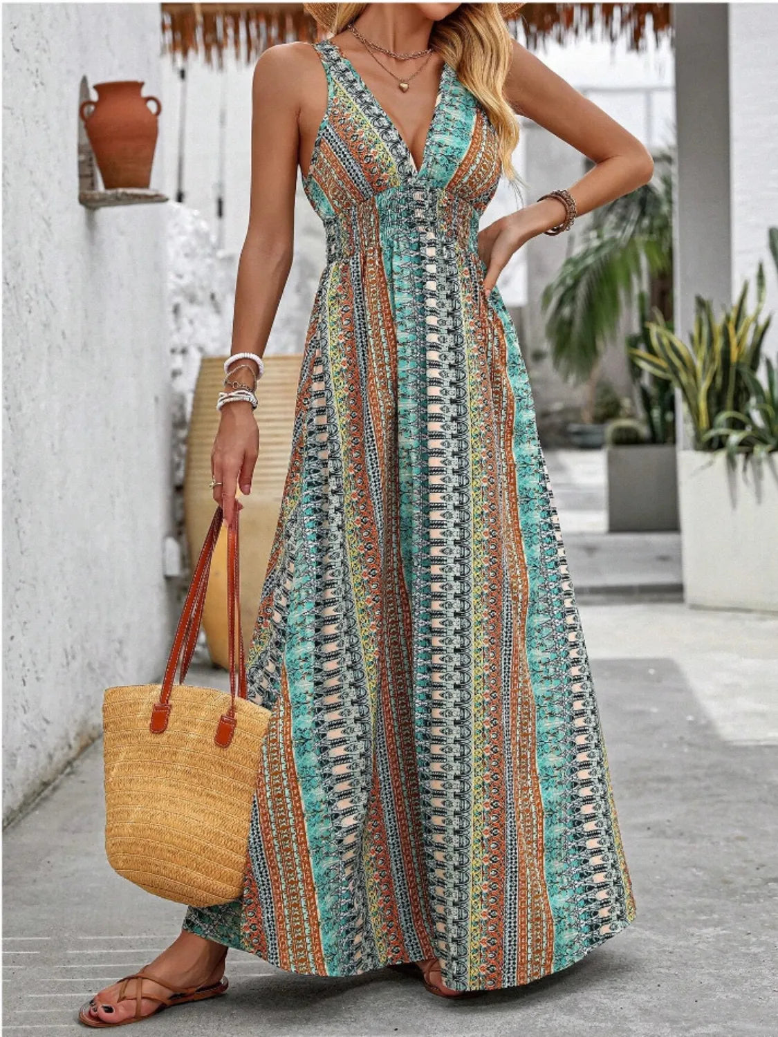 Tied Back Printed Sleeveless Maxi Slit Dress f92fbe20-4360-4028-b795-d792d57bd270-Max-Origin