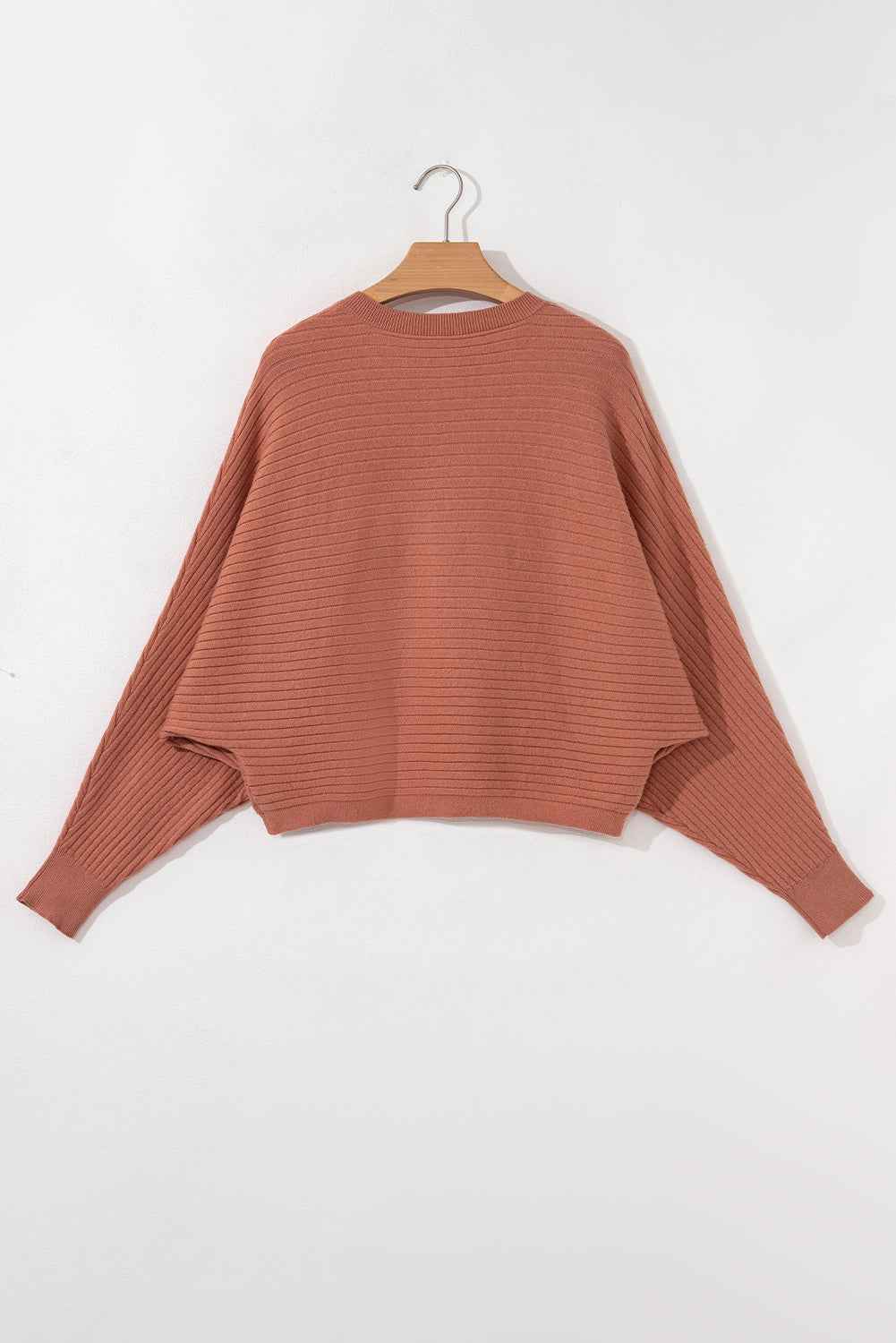Apricot Pink Rib Knit Button Front Dolman Sleeve Cardigan f94a0f470d338c7c