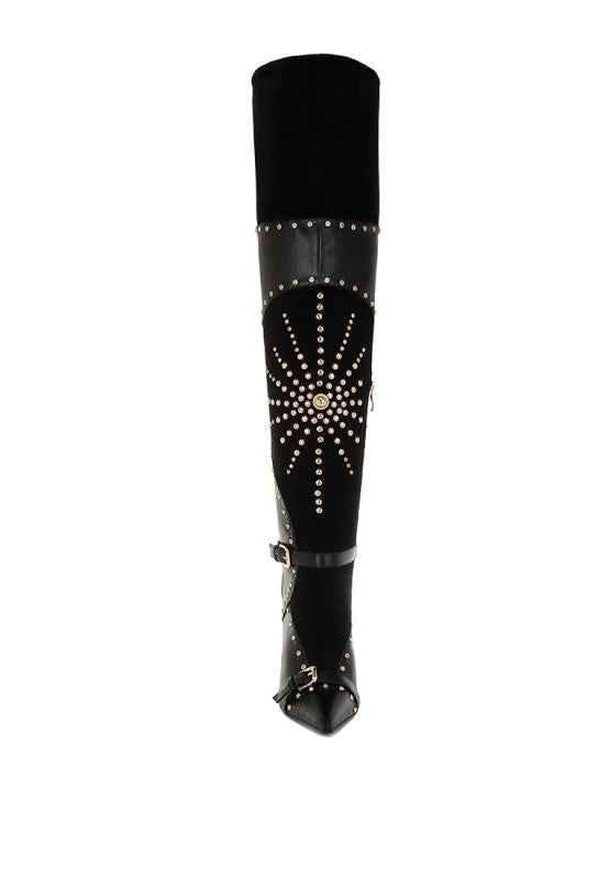 Medira Pointed Toe Embellished Stiletto Boots fa94aaf7-5952-4b13-a817-a12bff93de35