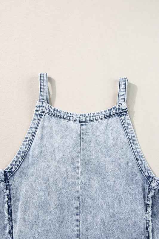Denim Frayed Reverse Seam Wide Leg Overall fad5c288-4631-421d-9f05-8f801deac46c