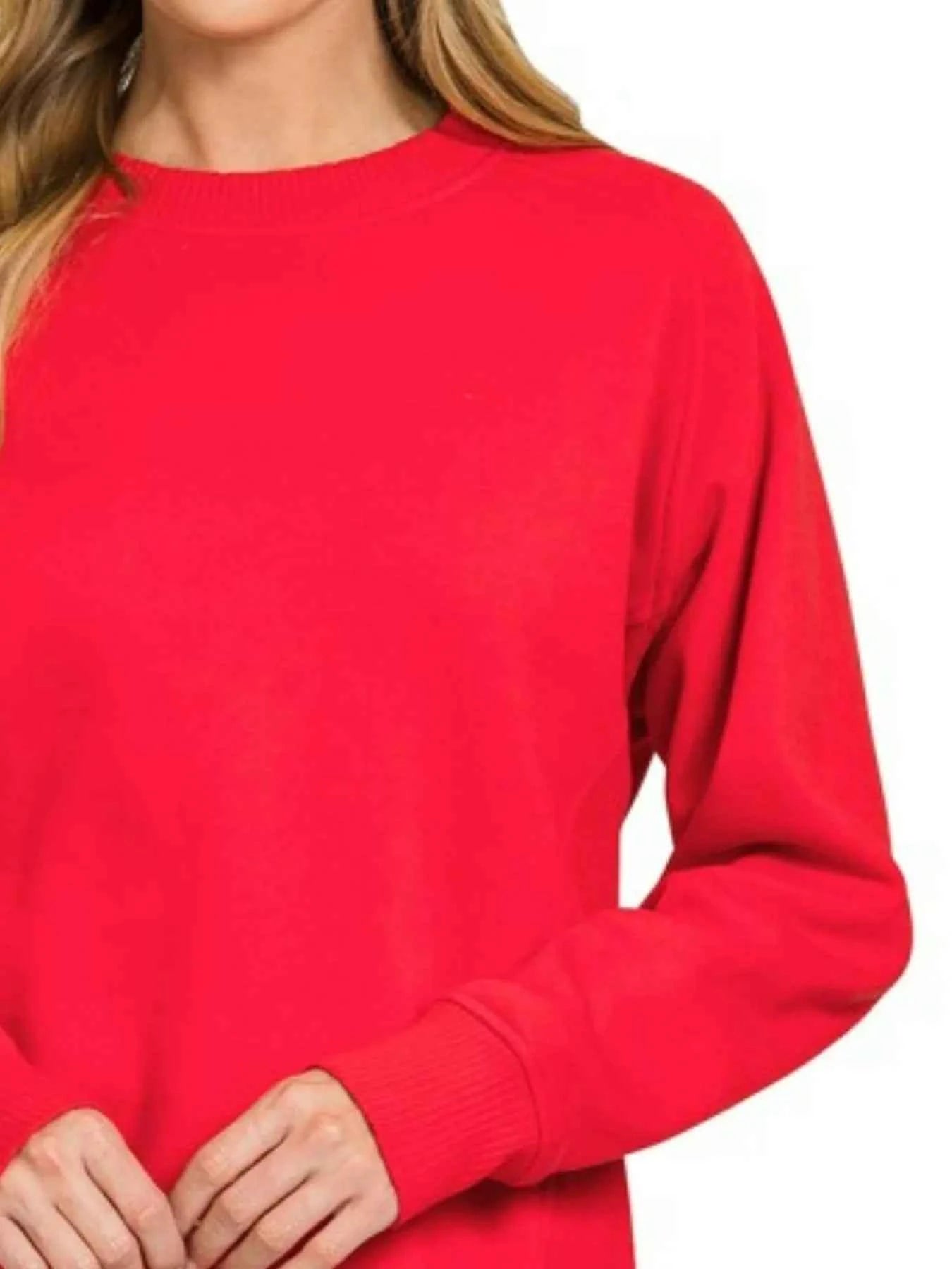 Zenana Fleece Round Neck Ribbed Side Raglan Sweatshirt fb8d9517-b22d-4003-9557-6f8b5f5559fb-Max-Origin