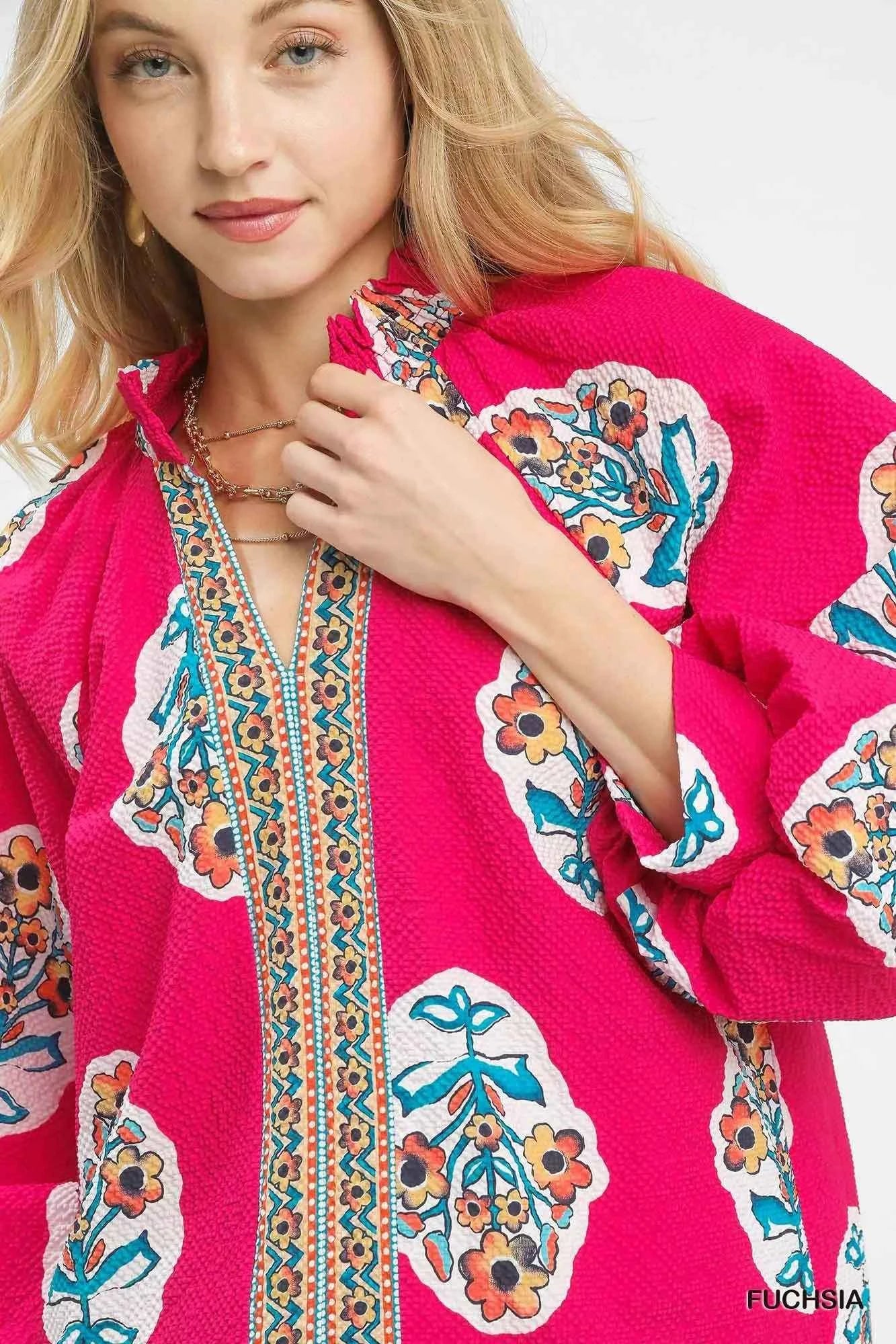 Umgee Boho Floral Print Tunic Blouse fc9768d2-926c-4b99-a55c-a8dd05a46fb6-Max-Origin