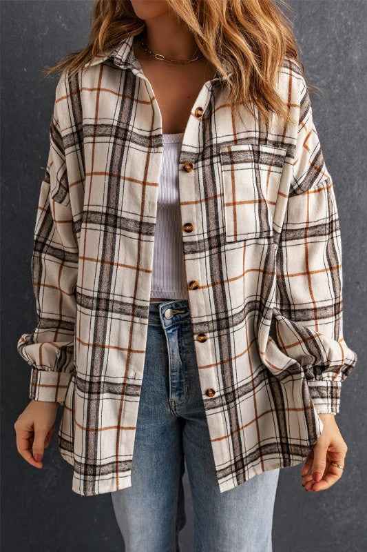 Plaid Side Slit Oversized Shacket