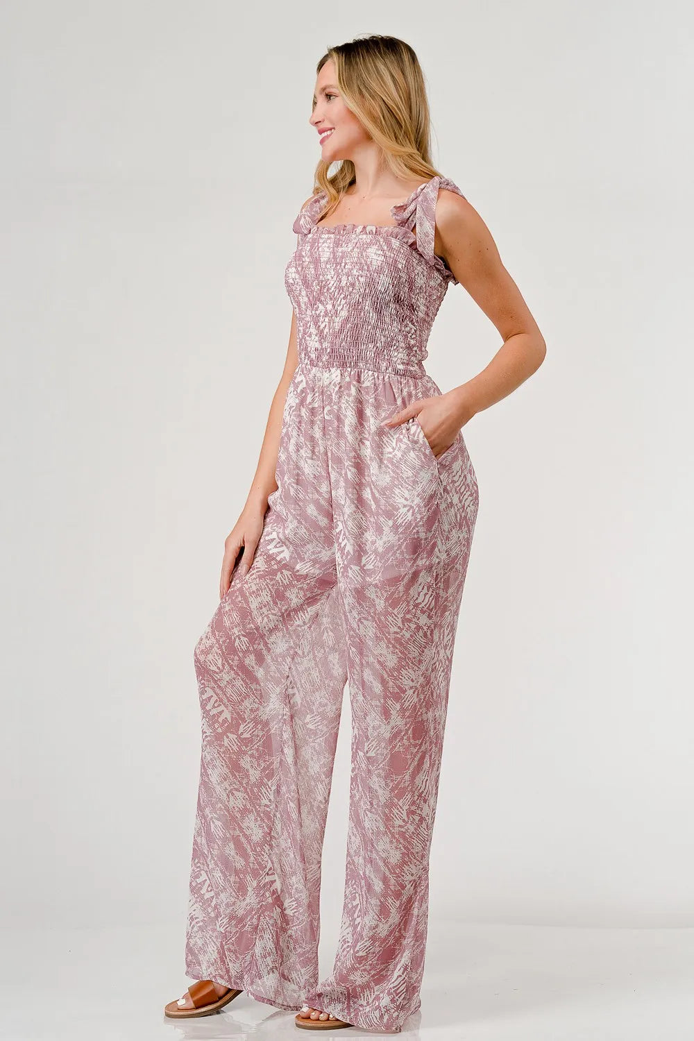 GeeGee Printed Tie Shoulder Wide Leg Jumpsuit fd17d89f-d241-4cf9-9384-2ee1b809beb7-Max