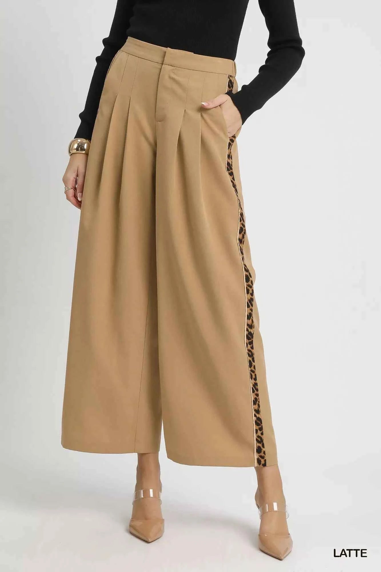 Umgee Front Pleated Wide-Leg Pants with Contrast Trim LATTE fd652285-5012-4b2d-ac3e-84108904f1fe-Max-Origin
