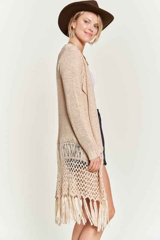 FRINGE KNIT CARDIGAN PLUS KRT1001 fdeac51a-cae2-45b8-bd5b-17b1d45d3bec