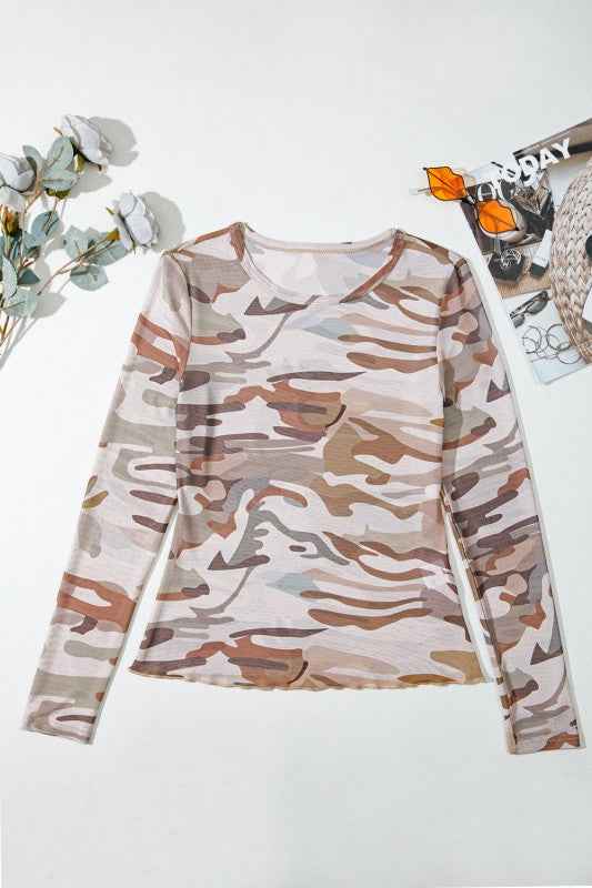 Western Camo Mesh Long Sleeve Top fe65ce54-1d92-4a77-a4b3-dd65cdab001e