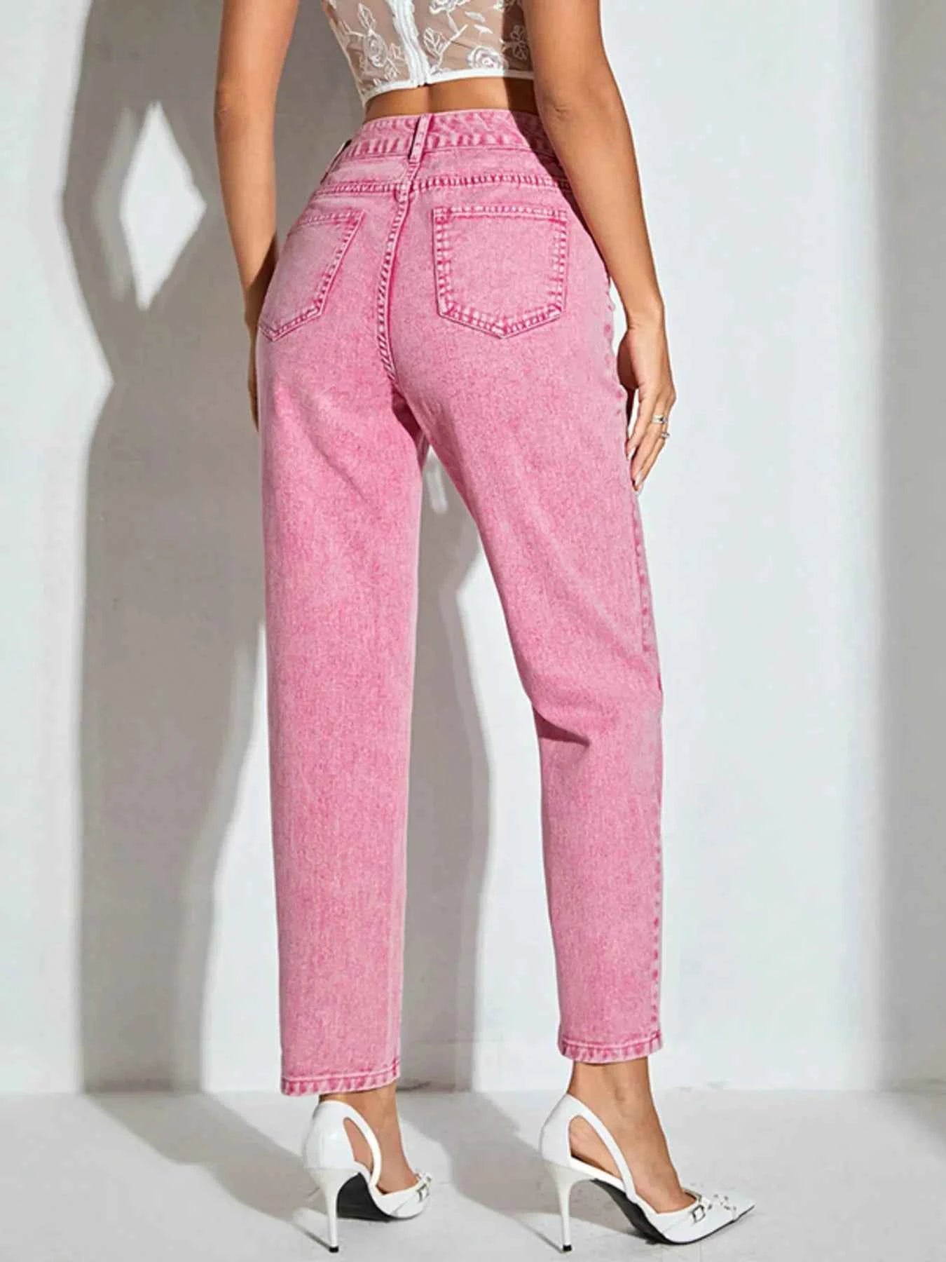 High-Waisted Wash Straight Leg Jeans fe8327d3db8f486f89e4ba758673c45e-Max-Origin