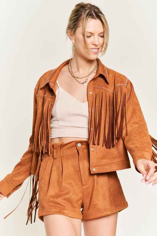 Suede studded fringe jacket PLUS JJO5009P ff11574f-cb84-4785-bd4f-f15153c71f5e