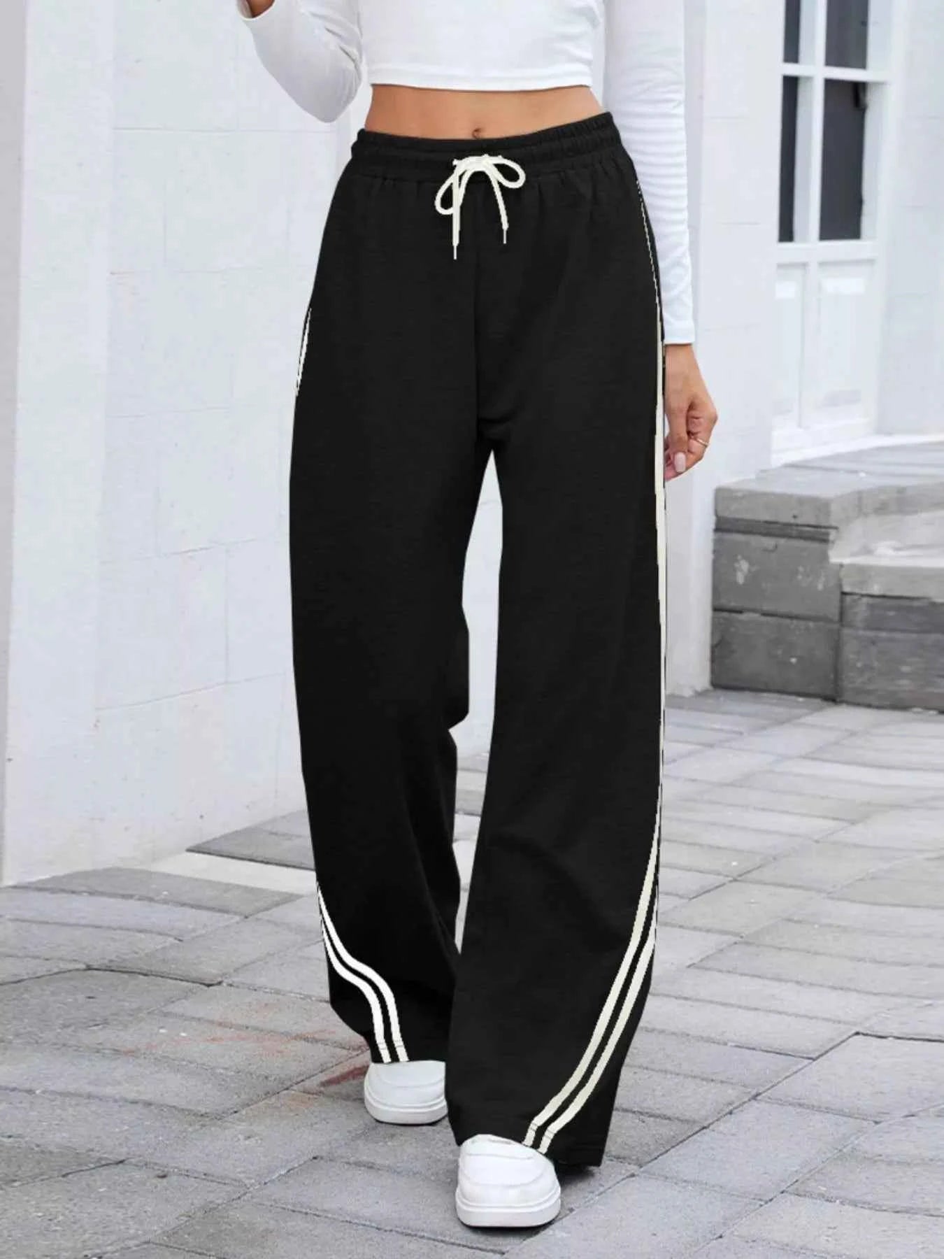 Side Striped Wide Leg Pants Black ff1febdc-8b9a-4c29-81c5-2c82ea3af051-Max-Origin