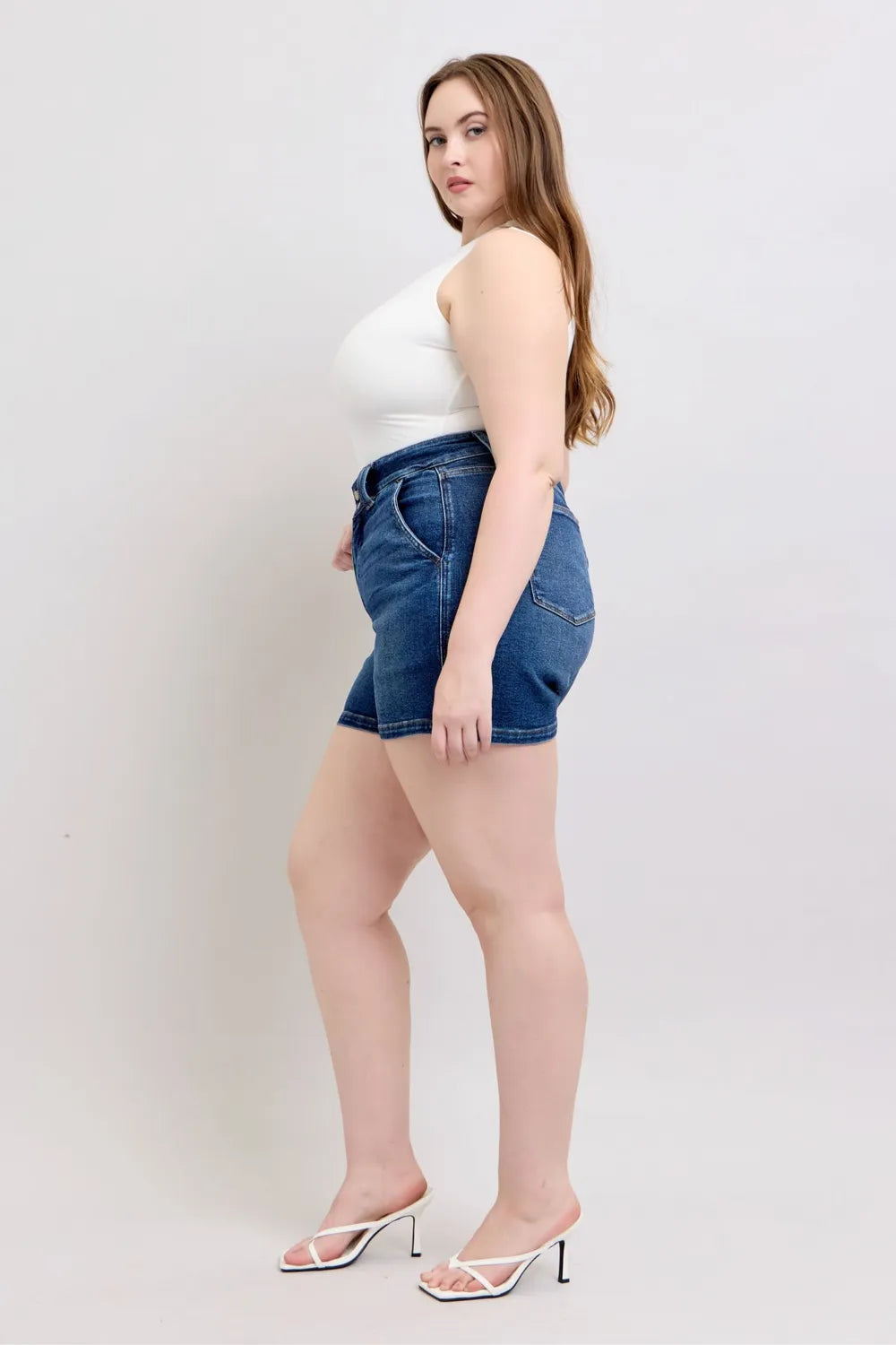 Judy Blue Full Size Double Button Waistband Denim Shorts Plus Size ff78df88-eb21-449d-ba0b-a42a57ac7742-Max