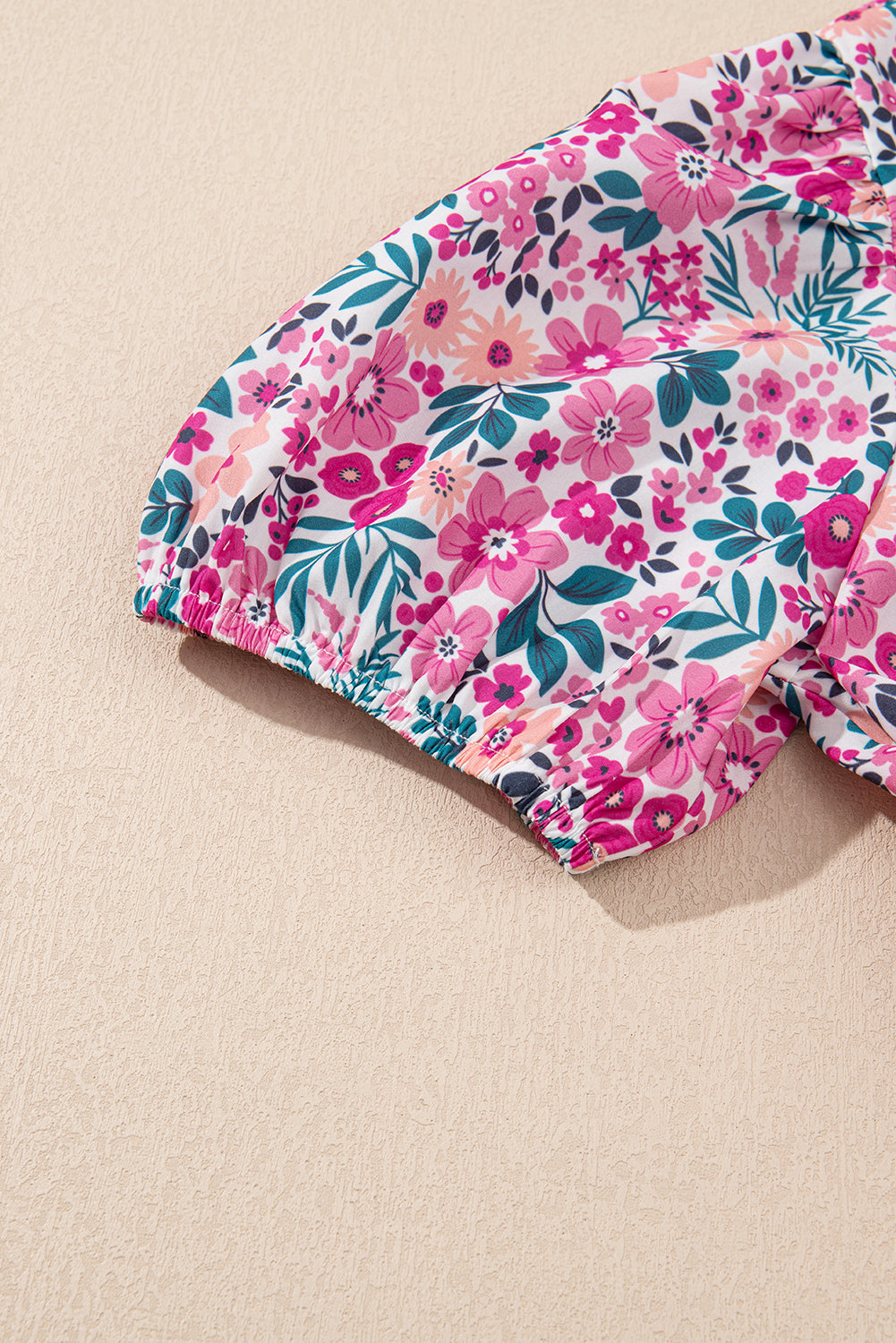 Pink Allover Floral Print Collar Half Button Short Sleeve Loose Dress ff794191b7d0c5f2