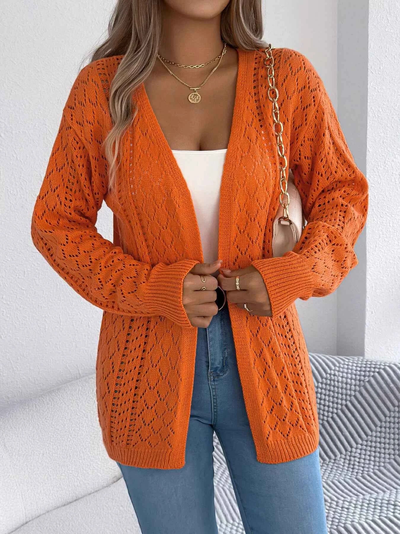 Openwork Open-Front Long Sleeve Cardigan ffaf3cf56f984d05850c925111ddb976-Max-Origin