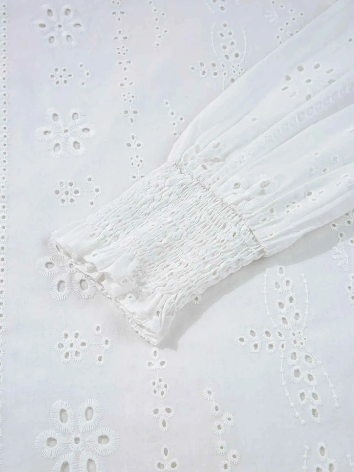 Eyelet Long Sleeve Blouse with Elastic Cuffs 0002259d-9824-47e7-b6e7-fececb30f234-Max-Origin