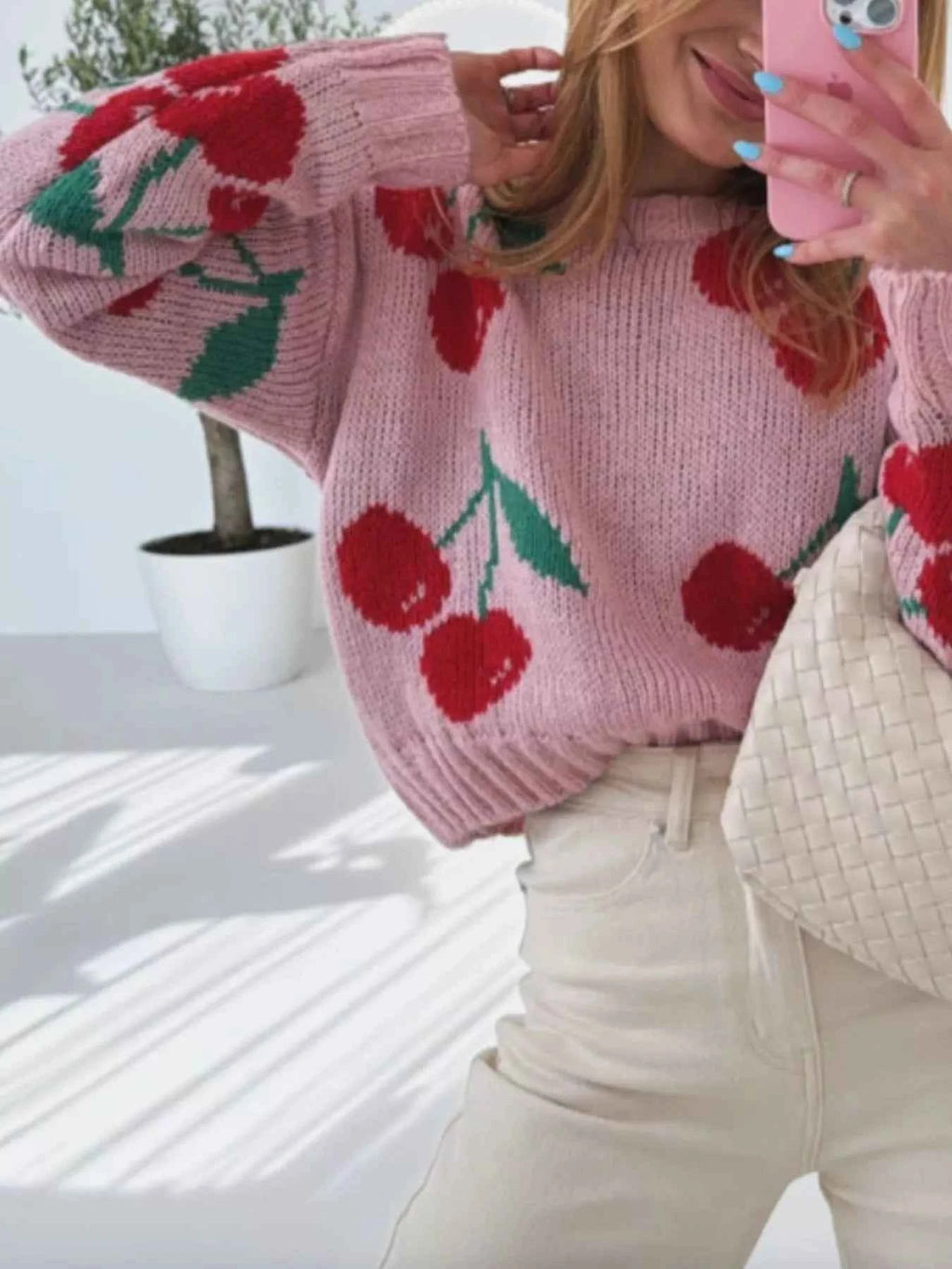 Cherry Pattern Long Sleeve Sweater 00026eb5-c19f-4b6a-a7f0-d34d45f5cc1b-Max-Origin