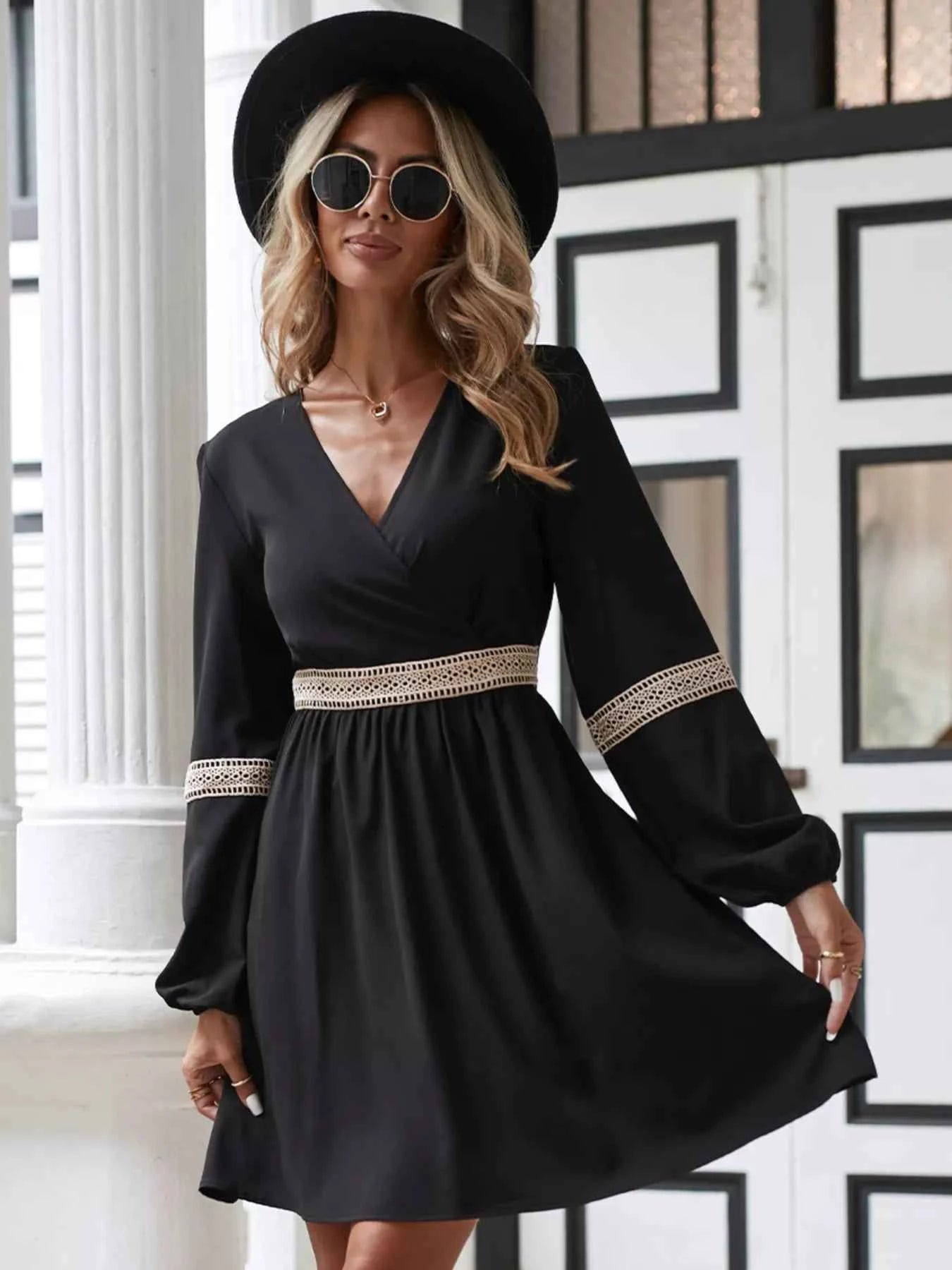 Surplice Balloon Sleeve Dress 0028d114-2d54-479d-8364-3c9958538631-Max-Origin