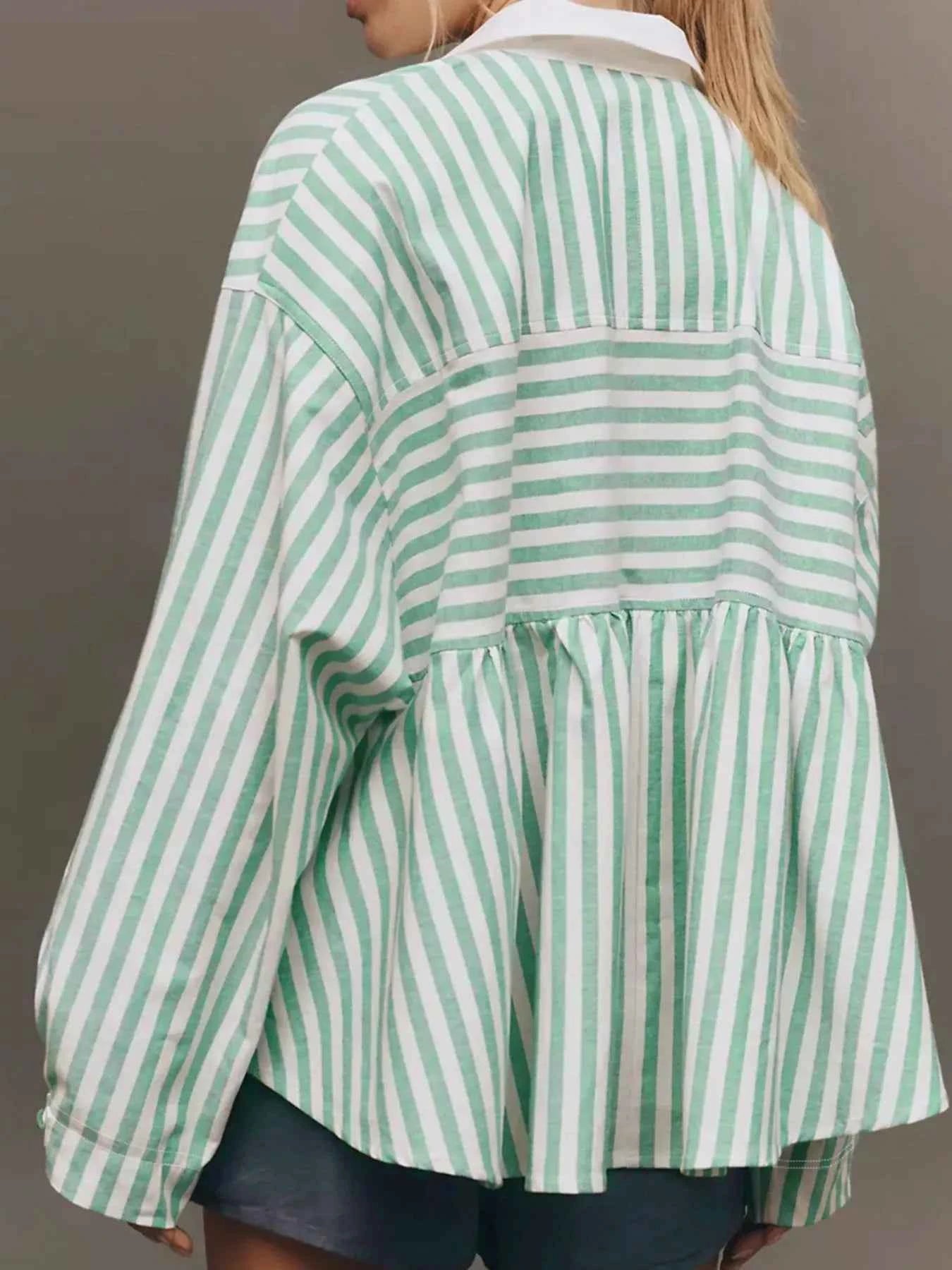 Stripe Half Zip Long Sleeve Swing Top 002f90a2-2c7e-4a6e-9a4b-59f37b9736c7-Max-Origin
