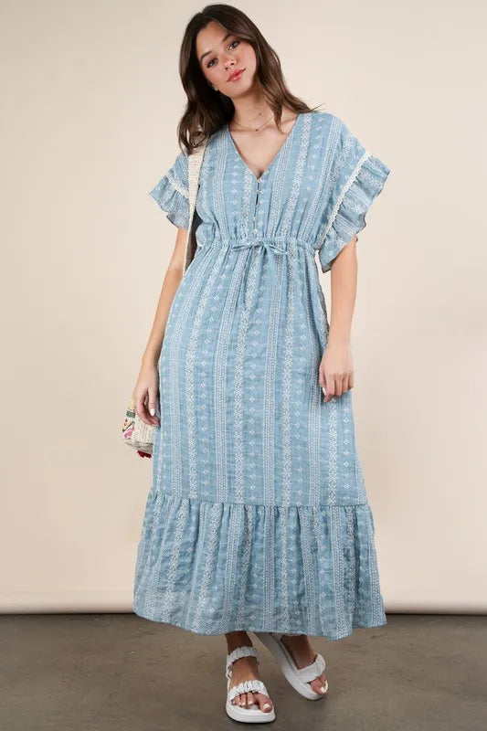 VERY J Embroidered Boho Ruffled Midi Dress 0069677d63284400b80a7cf73f2b9741-Max-Origin