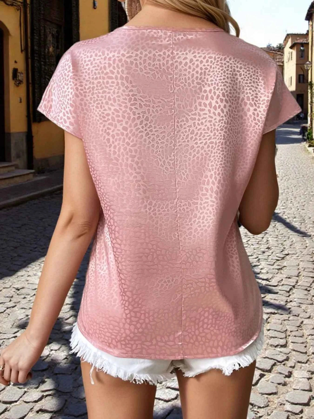 Animal Print Notched Short Sleeve Blouse 011cdf1806e5454cae634d548db0c723-Max-Origin