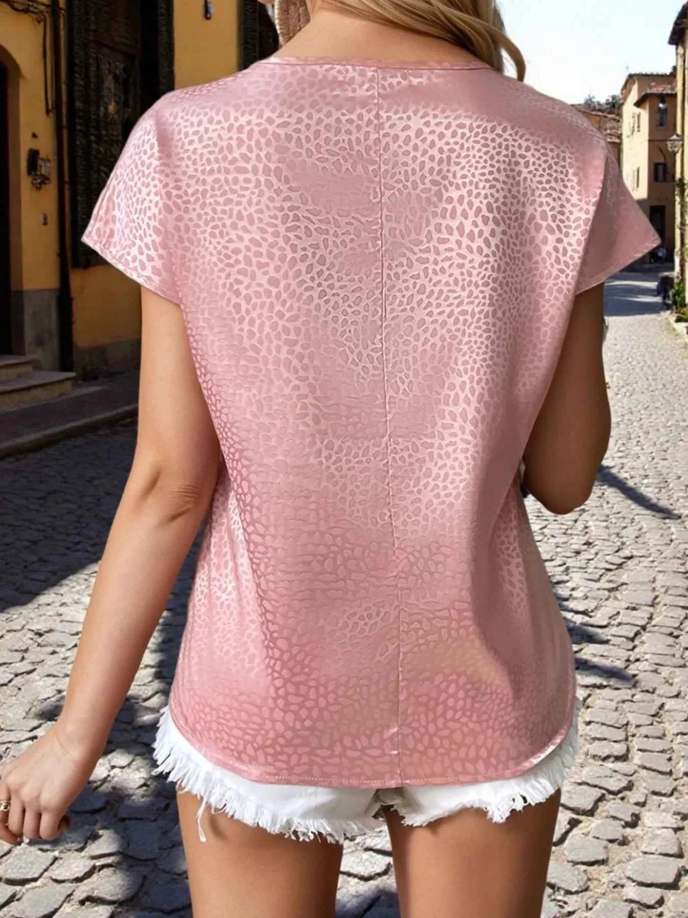 Animal Print Notched Short Sleeve Blouse 011cdf1806e5454cae634d548db0c723-Max-Origin